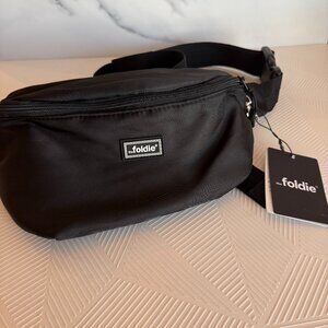Foldie Crossbody Bag NWT Fanny Pack BLACK Nylon Travel RFID Black